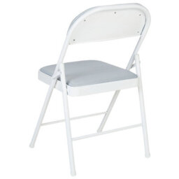 Wyld And Coco Set Of 4 Folding Chairs - Light Grey Padded Seats, White Frame - thumbnail 5