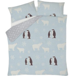 Gr8 Home Glow In The Dark Penguin And Polar Bear Fleece Duvet Set Quilt Cover Pillowcase Childrens Kids Bedding Single - thumbnail 2
