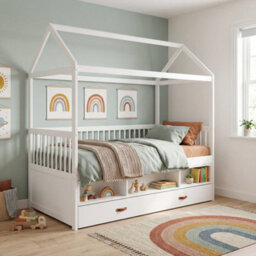 Nöa & Nani Noa & Nani Lottie Bo Peep House Day Bed With Pull-Out Trundle In Classic White - thumbnail 1