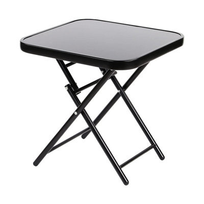 Foldable Patio Coffee Table With Tempered Glass Top, Sturdy Metal Frame, And Non-Slip Feet - image 1