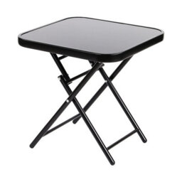 Foldable Patio Coffee Table With Tempered Glass Top, Sturdy Metal Frame, And Non-Slip Feet - thumbnail 1