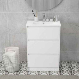 600mm White Gloss Bathroom Vanity Unit With Basin And 2 Drawers - thumbnail 5