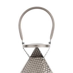 Beliani Lumenique Silver Stainless Steel Lantern 55 Cm - Large Hammered Finish Pillar Candle Holder - thumbnail 8