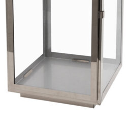 Beliani Lumenique Silver Stainless Steel Lantern 55 Cm - Large Hammered Finish Pillar Candle Holder - thumbnail 7