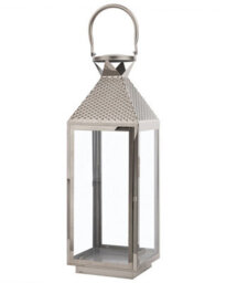 Beliani Lumenique Silver Stainless Steel Lantern 55 Cm - Large Hammered Finish Pillar Candle Holder - thumbnail 3