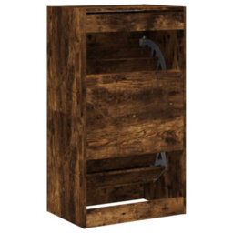 Walplus Shoe Cabinet With 2 Flip-Drawers Smoked Oak 60X42X108 Cm - thumbnail 8