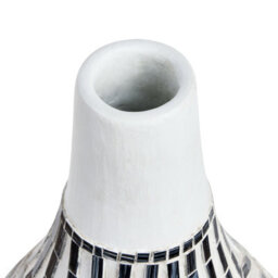 Beliani Arden Home Vase - Black And White Terracotta Stoneware With Glass Inlay, 38Cm X 50Cm - thumbnail 5