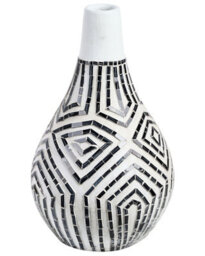 Beliani Arden Home Vase - Black And White Terracotta Stoneware With Glass Inlay, 38Cm X 50Cm - thumbnail 1