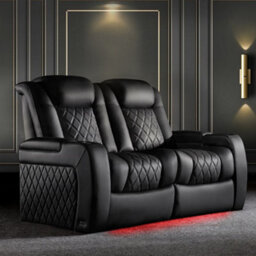 Valencia Tuscany Xl Ultimate Luxury Edition Home Theater Seating Row Of 2 Loveseat Onyx Nappa Leather Power Recliner - thumbnail 3