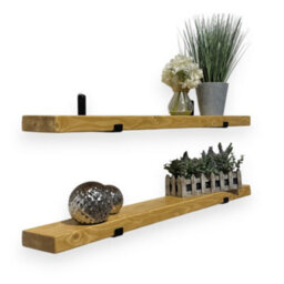 Mkgt Handcrafted Narrow Rustic Wooden Floating Shelves, Solid Wood, Made In Uk Wall Mounted Shelf (Rustic Pine Set Of 2, 50Cm)