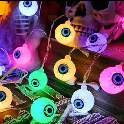Amorly 3M Halloween Eyeball String Lights, 20Led Battery Operated Light Strings, Spooky Ambience Lighting For Indoor Halloween Displays - image 1