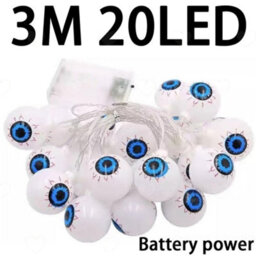 Amorly 3M Halloween Eyeball String Lights, 20Led Battery Operated Light Strings, Spooky Ambience Lighting For Indoor Halloween Displays - thumbnail 2