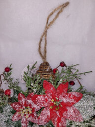 Garden Store Direct Twig Wrapped Hanging Star With Poinsettia And Berry Frosted Décor - thumbnail 3