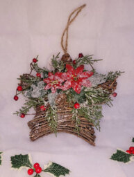 Garden Store Direct Twig Wrapped Hanging Star With Poinsettia And Berry Frosted Décor - thumbnail 5