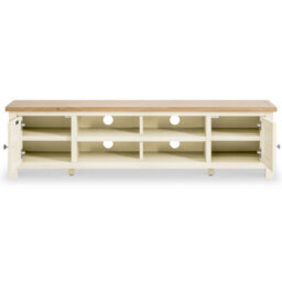 Farro Cream 180Cm Extra Large Tv Unit - Fully Assembled - Painted With Oak Top By Roseland Furniture - thumbnail 5