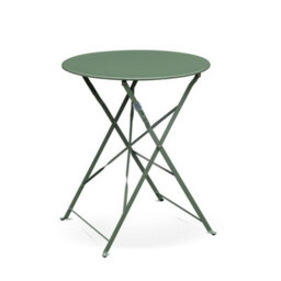Sweeek - Round Folding Metal Bistro Garden Table With 2 Chairs Sage Green 60X60X71 Cm - Emilia - thumbnail 9