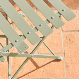 Sweeek - Round Folding Metal Bistro Garden Table With 2 Chairs Sage Green 60X60X71 Cm - Emilia - thumbnail 5