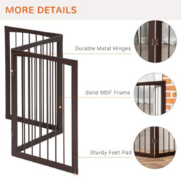 Pawhut Folding Pet Gate Fence Free Standing Child Safety Indoor Wood Durable - thumbnail 6