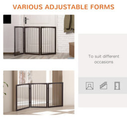 Pawhut Folding Pet Gate Fence Free Standing Child Safety Indoor Wood Durable - thumbnail 4