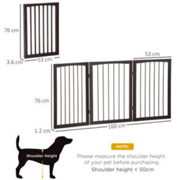 Pawhut Folding Pet Gate Fence Free Standing Child Safety Indoor Wood Durable - thumbnail 3