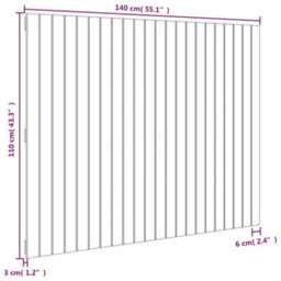 Berkfield Wall Headboard White 140X3X110 Cm Solid Wood Pine - thumbnail 8