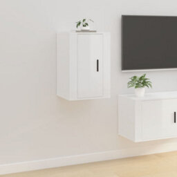 Berkfield Wall Mounted Tv Cabinet High Gloss White 40X34.5X60 Cm - thumbnail 1