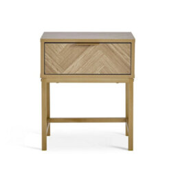 Set Of 2 Herringbone 1 Drawer Bedroom Bedside Nightstands - thumbnail 3
