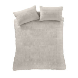 Catherine Lansfield Bedding Seersucker Embellished Duvet Cover Set With Pillowcases Natural - thumbnail 5