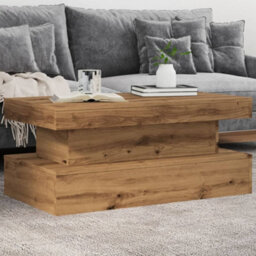 Berkfield Coffee Table With Led Lights Artisian Oak 90X50X40 Cm - thumbnail 1