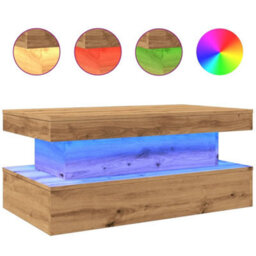 Berkfield Coffee Table With Led Lights Artisian Oak 90X50X40 Cm - thumbnail 2