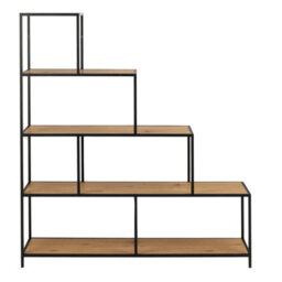 Furniture To Go Seaford Bookcase With 4 Shelves In Black And Oak - thumbnail 2