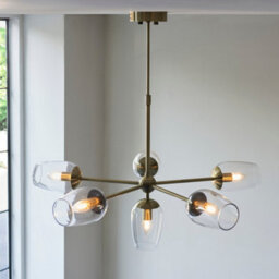 Luminosa Lighting Luminosa Livorno Multi Arm Pendant Ceiling Light Antique Brass Plate, Clear Glass - thumbnail 5