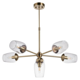 Luminosa Lighting Luminosa Livorno Multi Arm Pendant Ceiling Light Antique Brass Plate, Clear Glass - thumbnail 6