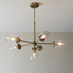 Luminosa Lighting Luminosa Livorno Multi Arm Pendant Ceiling Light Antique Brass Plate, Clear Glass - thumbnail 2