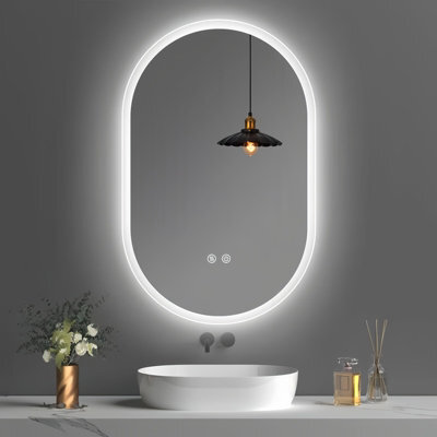 Luvodi 500X800mm Oval Led Bathroom Mirror Anti-Fog Dimmable Backlit Vanity Mirrors  Horizontal/vertical - image 1