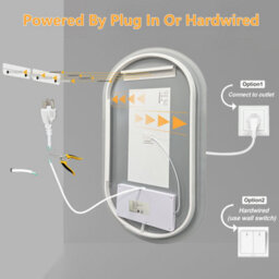 Luvodi 500X800mm Oval Led Bathroom Mirror Anti-Fog Dimmable Backlit Vanity Mirrors  Horizontal/vertical - thumbnail 9