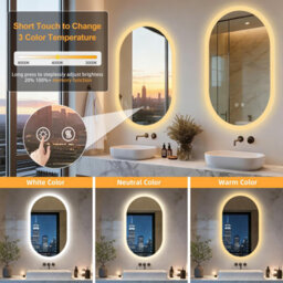 Luvodi 500X800mm Oval Led Bathroom Mirror Anti-Fog Dimmable Backlit Vanity Mirrors  Horizontal/vertical - thumbnail 4