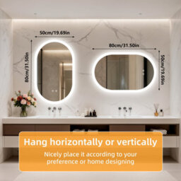 Luvodi 500X800mm Oval Led Bathroom Mirror Anti-Fog Dimmable Backlit Vanity Mirrors  Horizontal/vertical - thumbnail 7