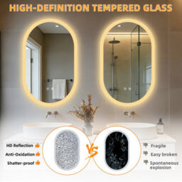 Luvodi 500X800mm Oval Led Bathroom Mirror Anti-Fog Dimmable Backlit Vanity Mirrors  Horizontal/vertical - thumbnail 5