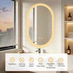 Luvodi 500X800mm Oval Led Bathroom Mirror Anti-Fog Dimmable Backlit Vanity Mirrors  Horizontal/vertical - thumbnail 3