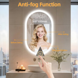 Luvodi 500X800mm Oval Led Bathroom Mirror Anti-Fog Dimmable Backlit Vanity Mirrors  Horizontal/vertical - thumbnail 6