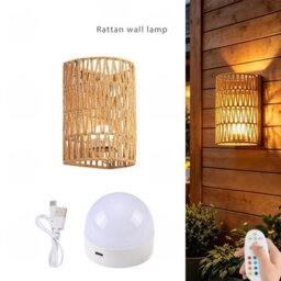 Amorly 1 Pack Boho Rattan Wall Sconce, Woven Wall Light Fixture For Bedroom Hallway Entryway - thumbnail 1