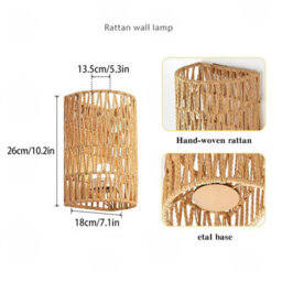 Amorly 1 Pack Boho Rattan Wall Sconce, Woven Wall Light Fixture For Bedroom Hallway Entryway - thumbnail 6