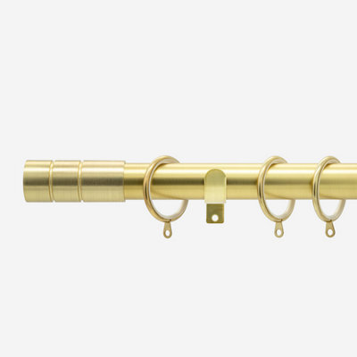 Brushed Gold 28mm Barrel Fixed Length Metal Curtain Pole 250Cm - image 1