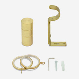 Brushed Gold 28mm Barrel Fixed Length Metal Curtain Pole  250Cm - thumbnail 3