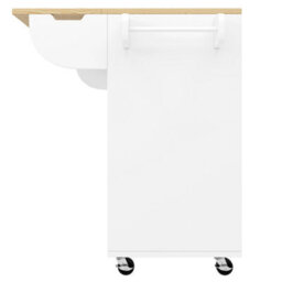 Btm Kitchen Trolley With Worktop And Wheels, Wood Grain Finish, Sliding Doors, Drawers And Spice Rack, White - thumbnail 7