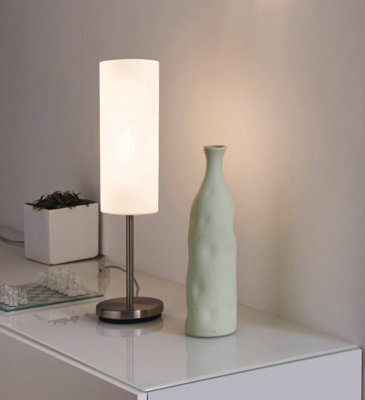 Eglo Troy 3 Satin Nickel And White Glass And Metal Table Lamp, (D) 10.5Cm - image 1