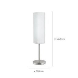 Eglo Troy 3 Satin Nickel And White Glass And Metal Table Lamp, (D) 10.5Cm - thumbnail 5