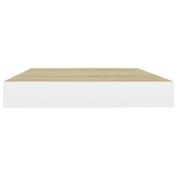 Berkfield Floating Wall Shelves 2 Pcs Oak And White 50X23X3.8 Cm Mdf - thumbnail 6
