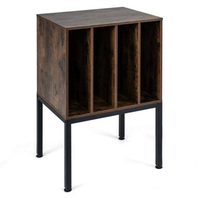 Record Storage Table With Raised Metal Legs Vinyl Display Shelf For Music Room - image 1